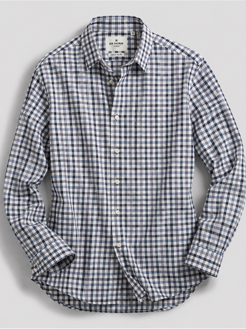 Ben Sherman Tailored Slim Fit Gingham Button Down Shirt British Style Large 🇬🇧